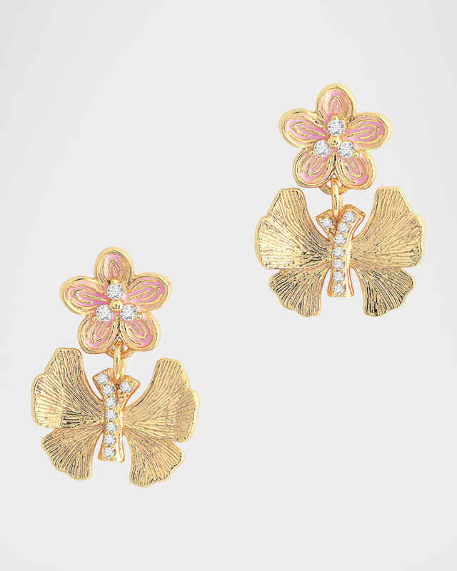 Cubic Zirconia Butterfly and Flower Earrings